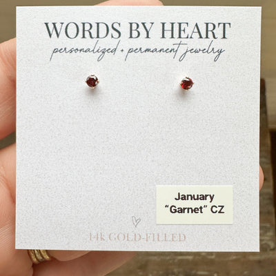 3mm “Birthstone” CZ Earrings