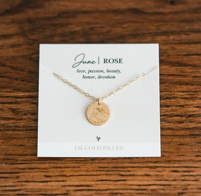 Birth Flower Disc Necklace