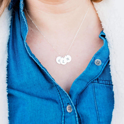 Words By Heart:Multiple Initial Disc Necklace:Asheville, NC